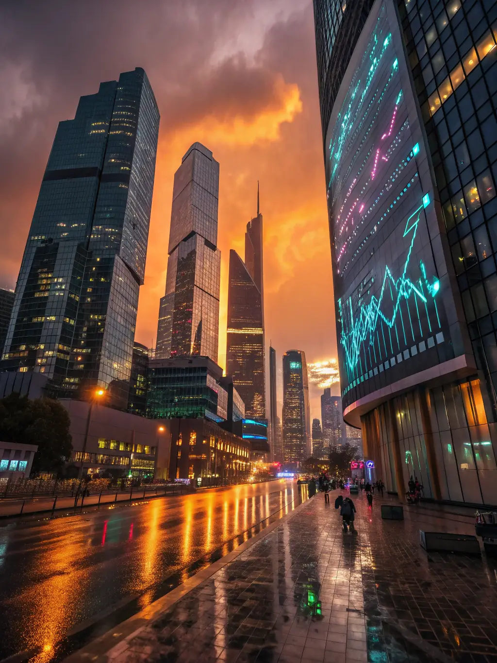 A futuristic cityscape with autonomous vehicles seamlessly navigating the streets, showcasing the application of AI in transportation.