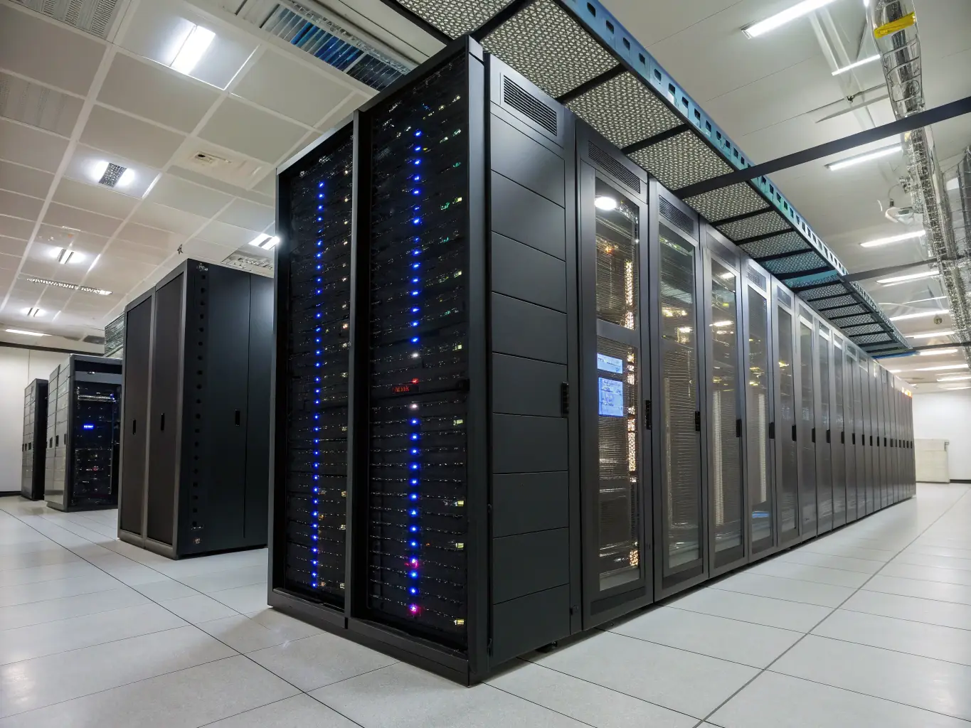 An aerial shot of a brand-new, state-of-the-art data center being constructed on a greenfield site.